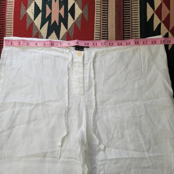 Theory Wide Leg Linen Pants Sz M White Semi‎ Sheer Beachy Minimalist Lagenlook - Picture 5 of 7